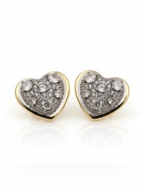 TWO TONE CZ HEART GOLD STATEMENT EARRINGS